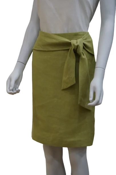 LINEN KNEELENGTH SKIRT WITH SASH