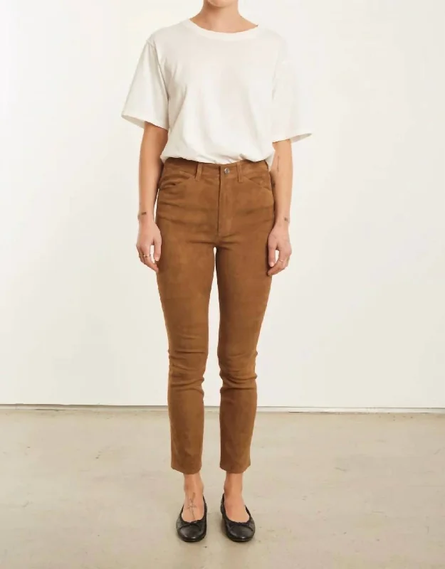 5 Pocket Ankle Pants In Dark Cognac