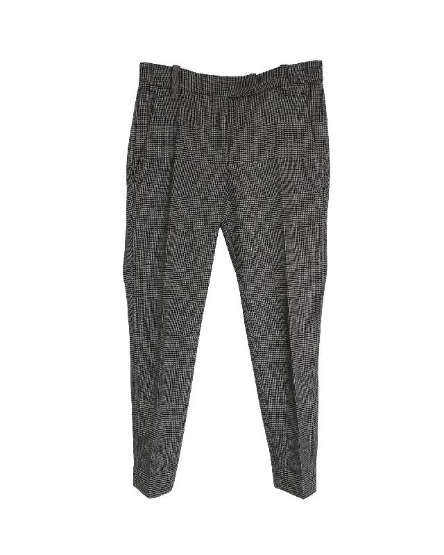 Brunello Cucinelli Prince of Wales Trousers in Grey Lana Vergine