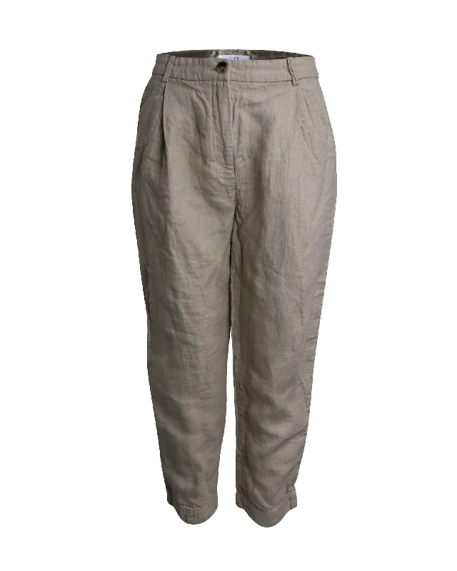 Co Relaxed Fit Trousers in Beige Linen