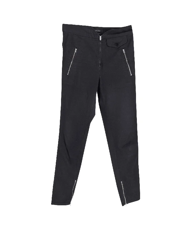 Isabel Marant Zipper Trousers in Black Cotton