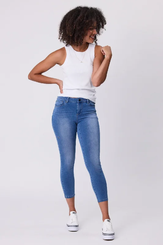 Shine On Label Cropped Sculpt Jeans Indigo