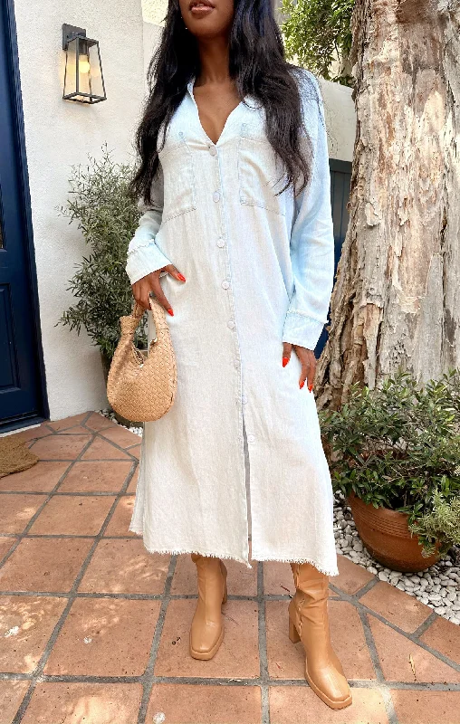 Wilmington Long Shirt Dress ~ Light Chambray