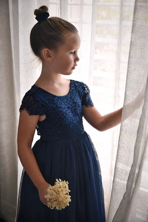 Celeste Navy Blue Girls Dress - Size 1-3