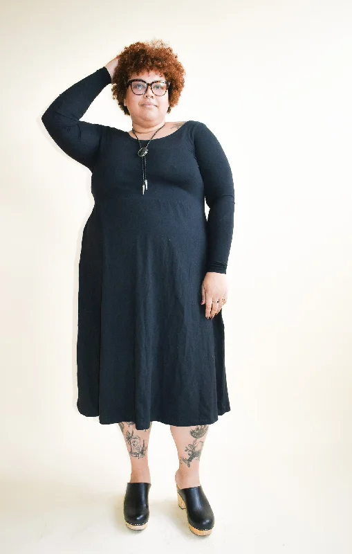 Megumi Black Modal Longsleeve Dress