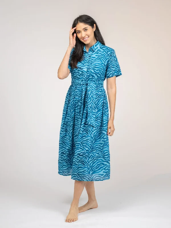 The Elle Midi Dress | Blue Zebra